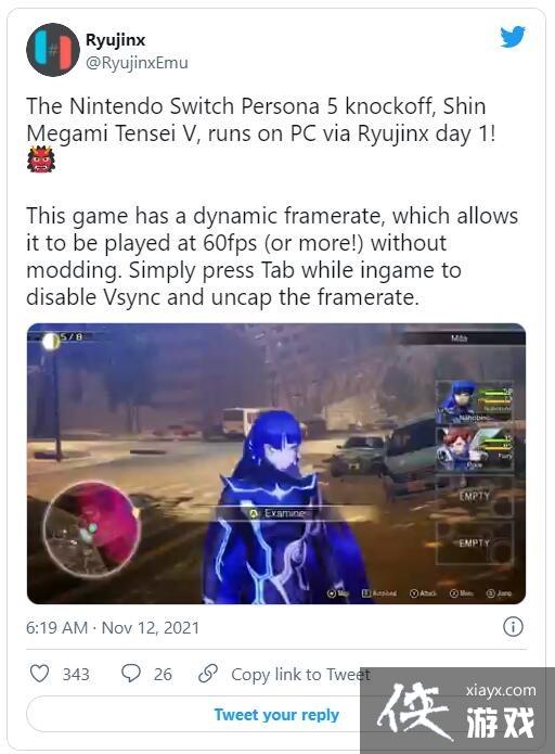 ����Ů��ת��5��Ryujinxģ������ʾ PCƽ̨60֡����