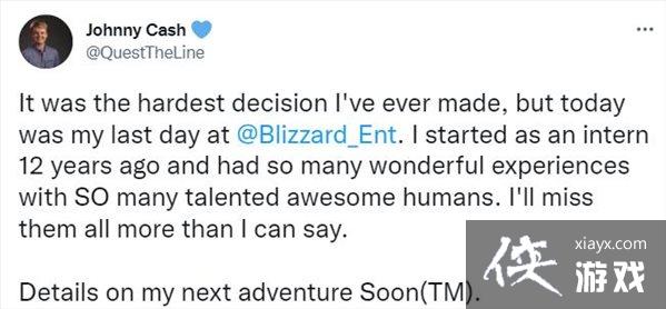 暴雪《魔兽世界》首席任务设计师Johnny Cash宣布离职 暴雪《魔兽世界》首席任务设计师Johnny Cash宣布离职