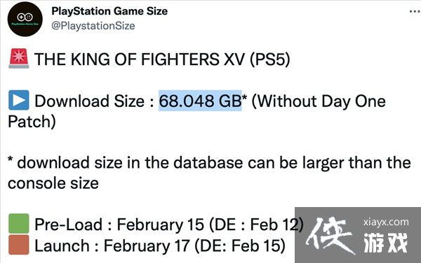 曝PS5版《拳皇15》2月15日开启预载 所需容量68GB 曝PS5版《拳皇15》2月15日开启预载 所需容量68GB