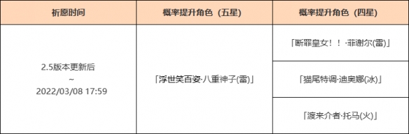 《原神》2.5八重神子卡池四星人物有哪些？2.5版本八重神子up池介绍