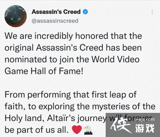 官方庆贺 《刺客信条》荣获“世界电子游戏名作堂”提名 官方庆贺 《刺客信条》荣获“世界电子游戏名作堂”提名
