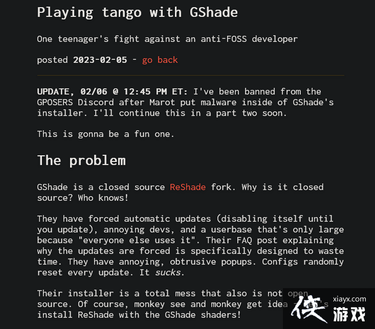 �����ջ���14���˾����GShade���������� ��Ŀ��ɾ��������ͣ��