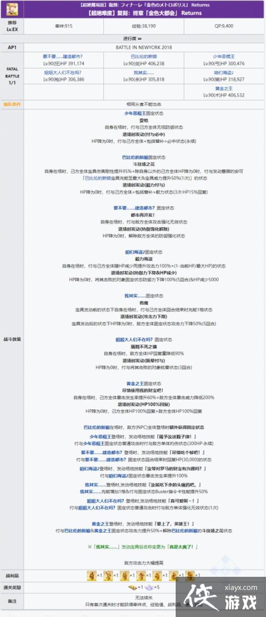 FGO金色大都会Returns怎么打 FGO金色大都会Returns怎么打