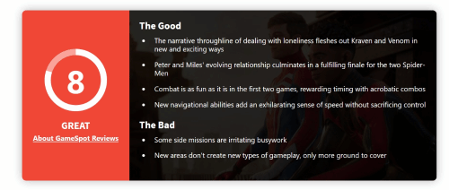 《漫威蜘蛛侠2》GS 8分:与孤独抗争的精彩故事 《漫威蜘蛛侠2》GS 8分:与孤独抗争的精彩故事