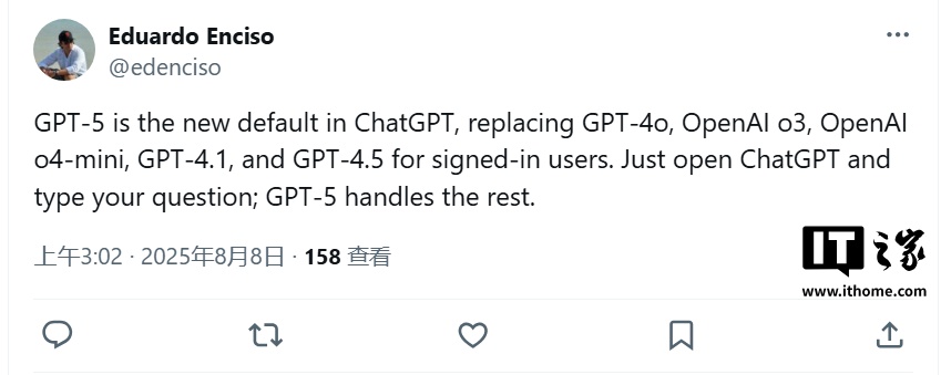 已切换至 GPT-5:OpenAI ChatGPT AI 聊天机器人告别 4o / 4.5/4.1 等混乱模型 已切换至 GPT-5:OpenAI ChatGPT AI 聊天机器人告别 4o / 4.5/4.1 等混乱模型