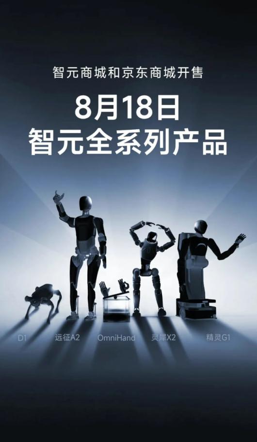 智元机器人全系列产品 8 月 18 日上线京东商城 智元机器人全系列产品 8 月 18 日上线京东商城