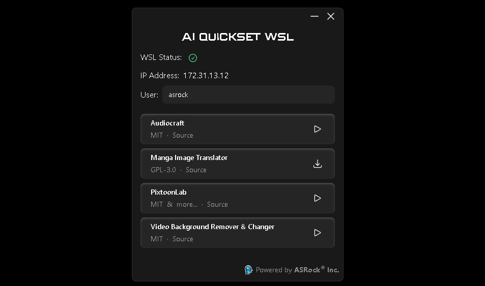 华擎发布 AI QuickSet WSL,可简化 Win 平台部署 Linux AI 应用流程 华擎发布 AI QuickSet WSL,可简化 Win 平台部署 Linux AI 应用流程