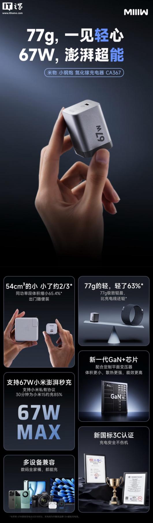 �����Ƴ� 67W ���ͷ��֧��С��������䣬�׷��� 69 Ԫ