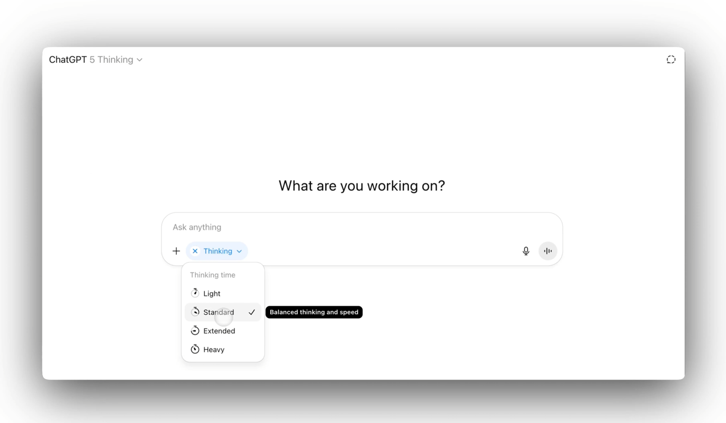 �ɵ���˼��ʱ����ChatGPT ��ҳ������ GPT-5 Thinking ��������