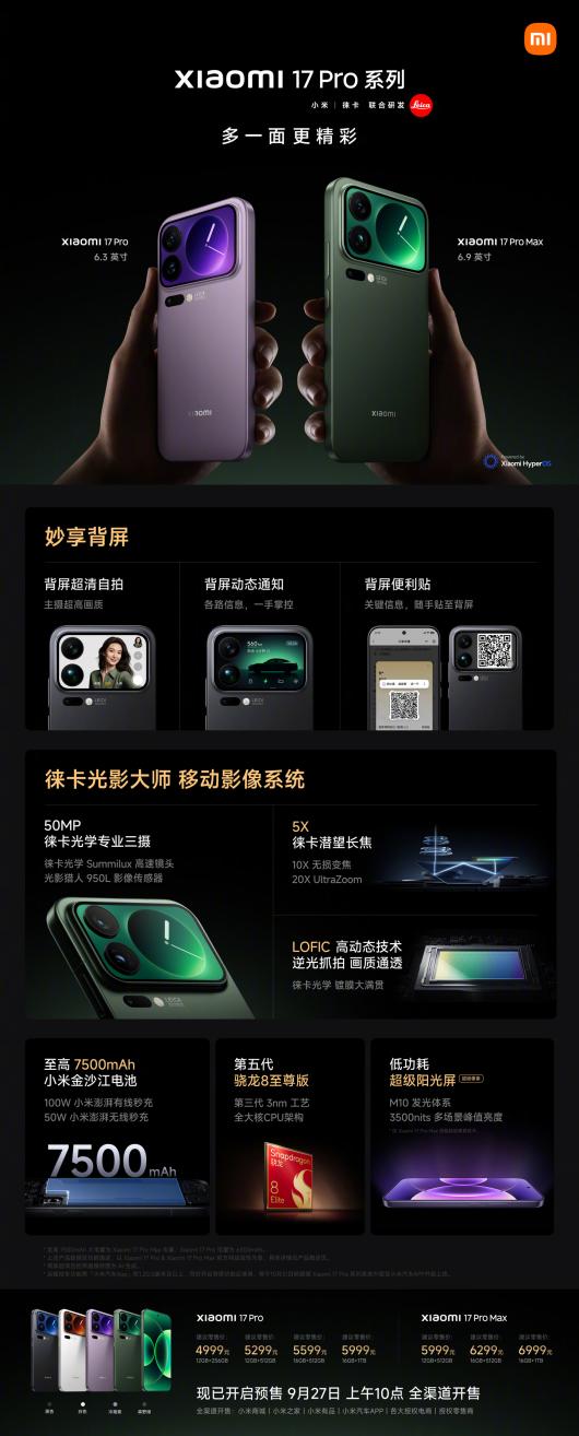 С�� 17 Pro Max �ֻ�����������ȫ���⿨��Ӱ��ʦӰ��ϵͳ��5999 Ԫ��