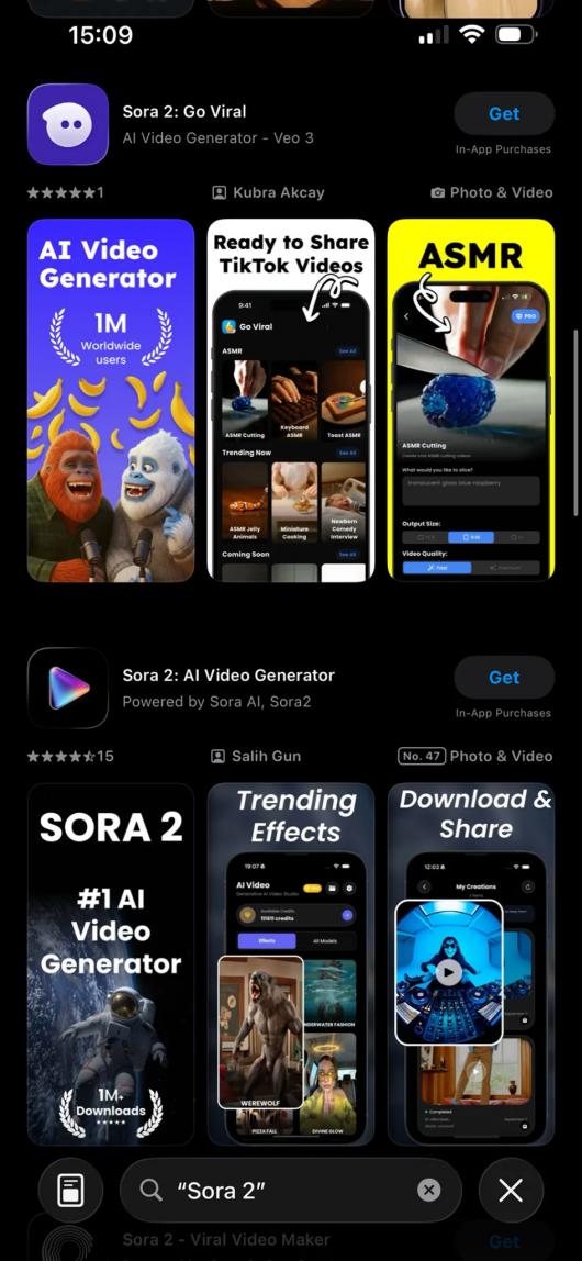 苹果出手整治,清理大量蹭热度的山寨“OpenAI Sora 2”应用 苹果出手整治,清理大量蹭热度的山寨“OpenAI Sora 2”应用