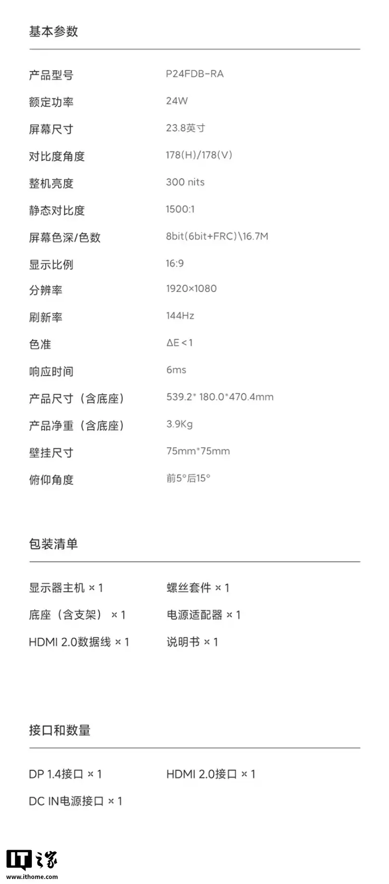 С�� REDMI ��ʾ�� A24 �๦��֧�ܰ� 2026 ���ۣ�23.8 Ӣ�� 1080P 144Hz��519 Ԫ