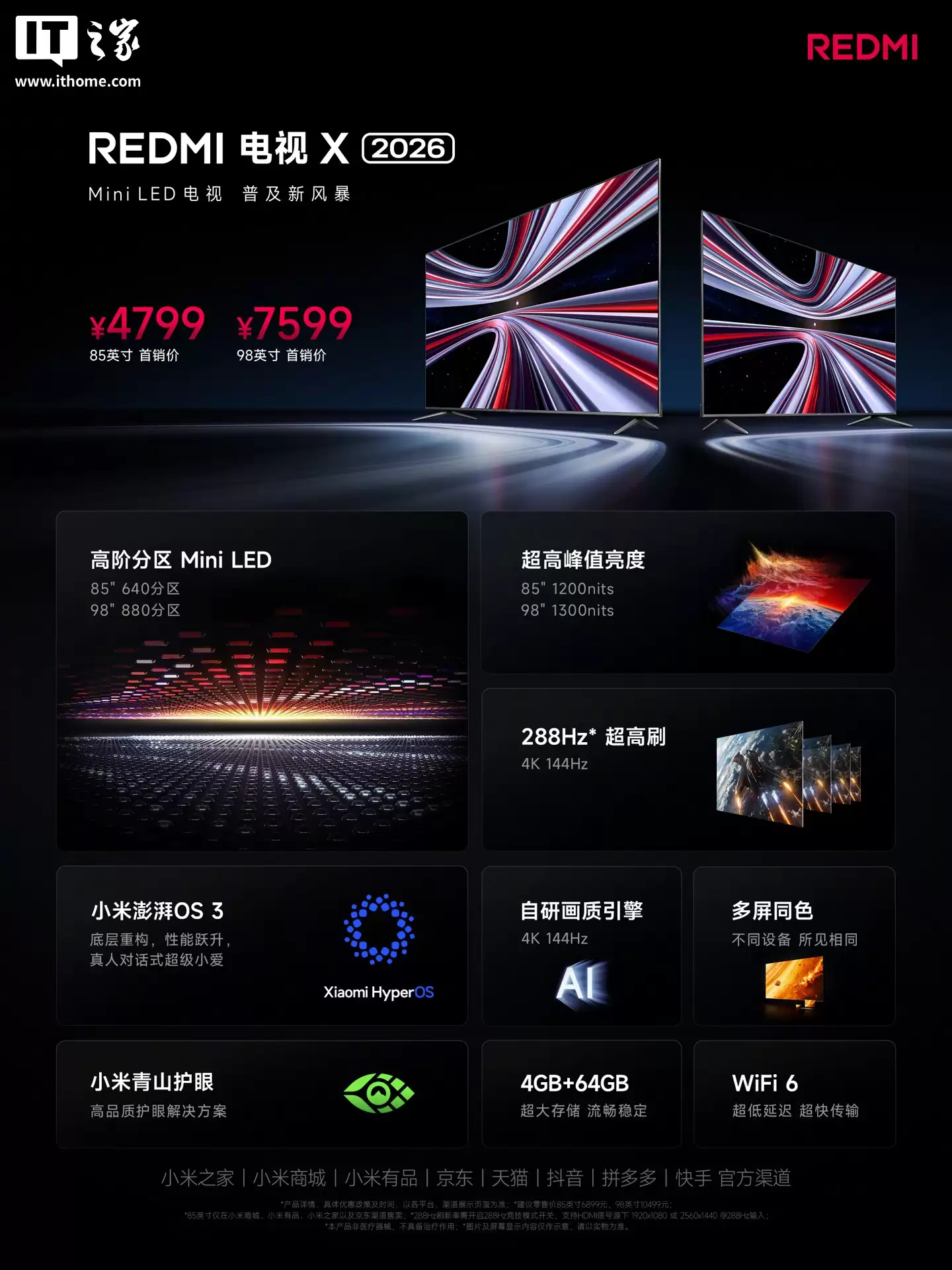 98 Ӣ��С�� REDMI ���� X 2026 ���ۣ�880 ���� Mini LED��7599 Ԫ