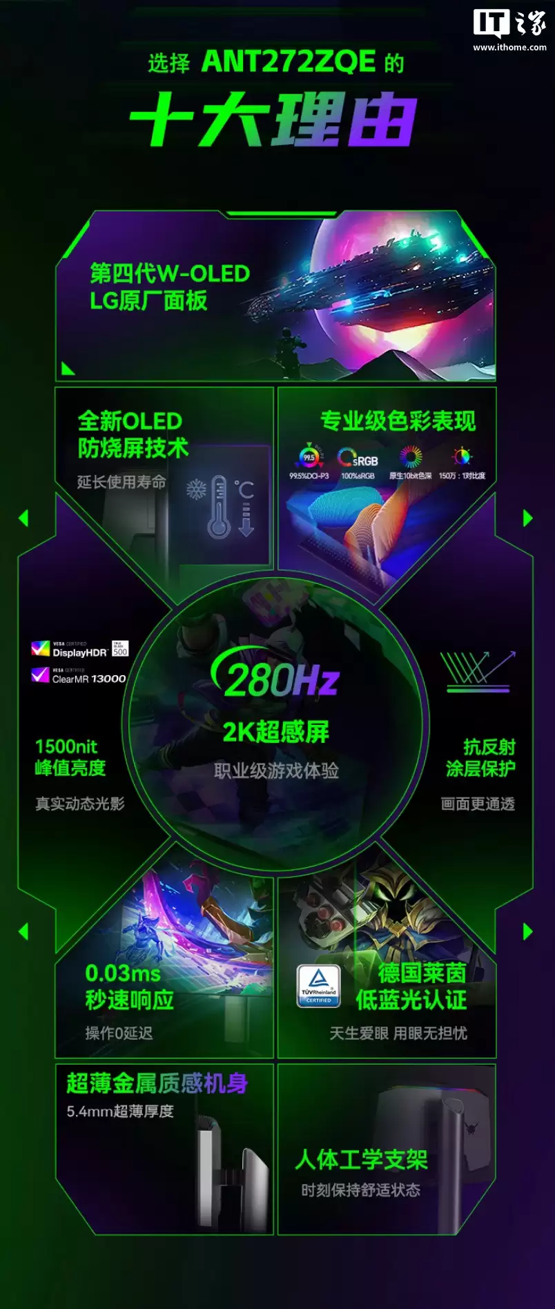 ϵ羺ƳANT272ZQE26.5 Ӣʾ2K 280Hz W-OLEDԭ 10-Bit2999 Ԫ