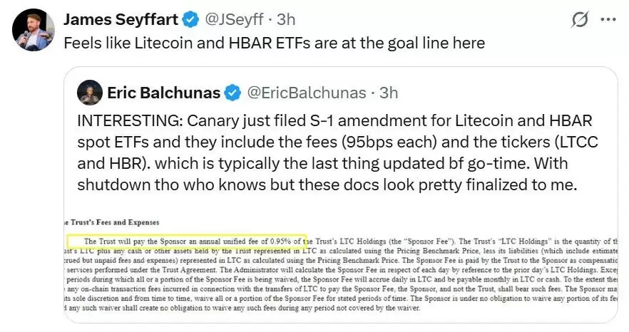 ���ر���HBAR ETF�����ڼ���������ͣ��Ӱ���ӳ��Ƴ�