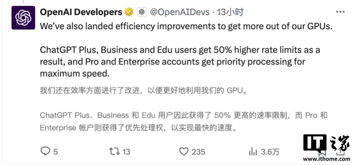 OpenAI �Ƴ� GPT-5-Codex-Mini�������ø�Ч�͡�AI ���ģ��