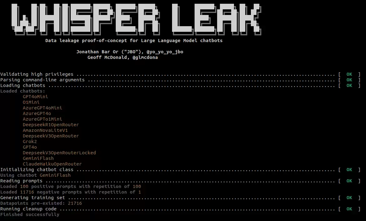 �����ʳ� 98%��΢����¶ Whisper-Leak ���ŵ��������ɿ�̽��� AI ��������