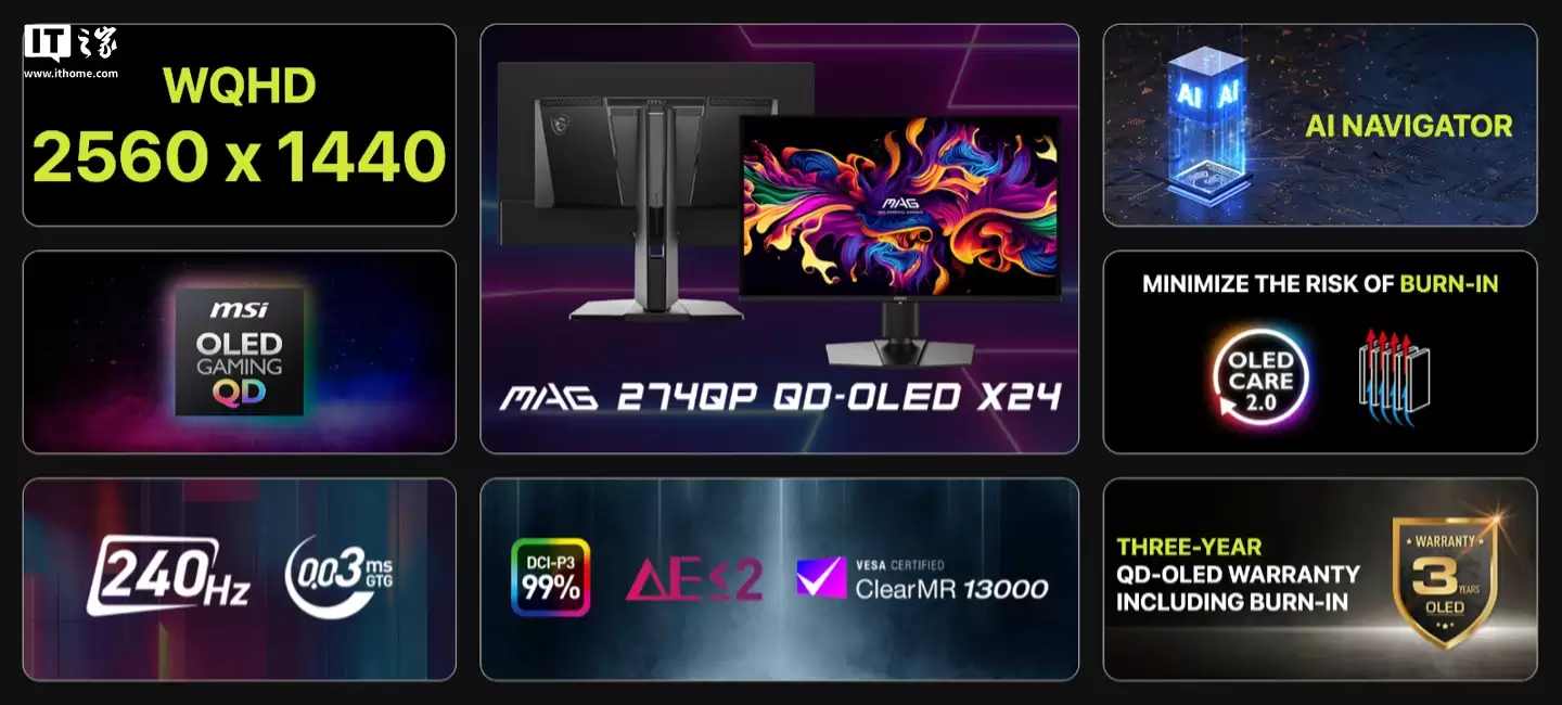 ΢���Ƴ� MAG 274QP X24 ��ʾ�������� 2K 240Hz OLED ���