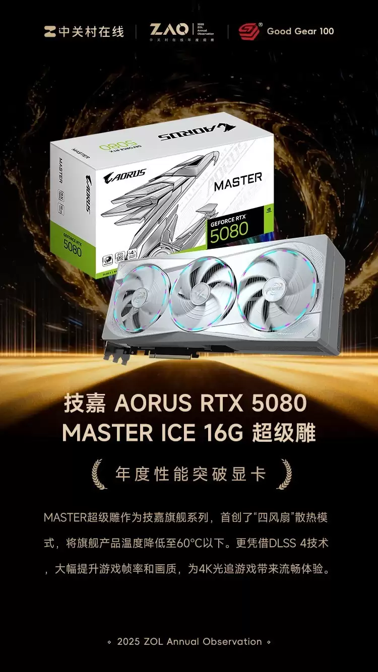 GG100 2025�������ͻ���Կ������� AORUS RTX 5080 MASTER ICE 16G ������