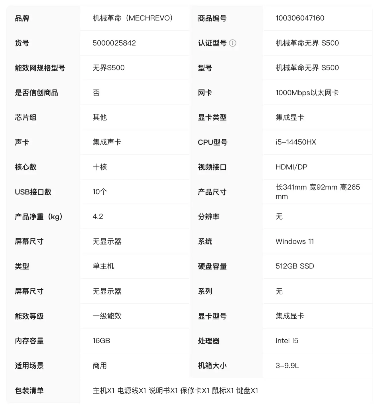 ��е�����޽� S500 �칫̨ʽ�����ϼ�ԤԼ��i5-14450HX/16+512GB���������� 2199 Ԫ