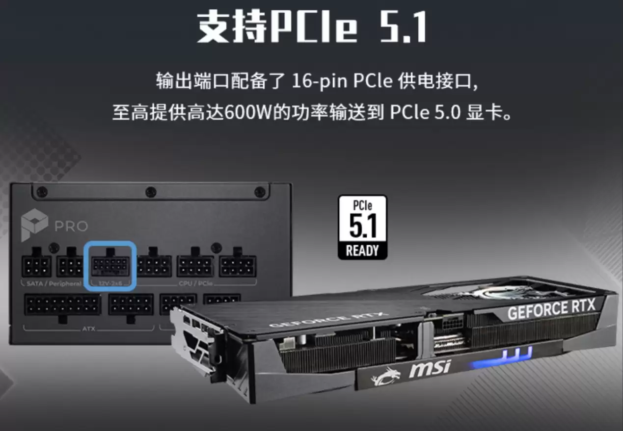 ΢��PRO A1000PL PCIE5��Դ���У�ATX3.1+PCIe5.1˫��֤���׷�699Ԫ