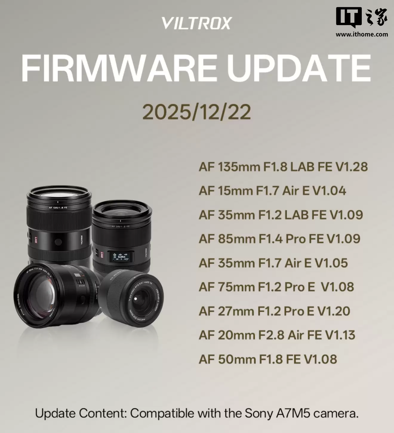 Ψ׿��Ϊ AF 24mm f/1.8 ��35mm f/1.2 LAB ������ E/FE ���ھ�ͷ���¹̼����Ľ� Alpha 7 V ���������