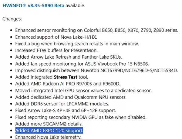 HWiNFO����֧��AMD EXPO 1.20��Ԥʾ����9000G��Zen6�ڴ��¼�Ԫ