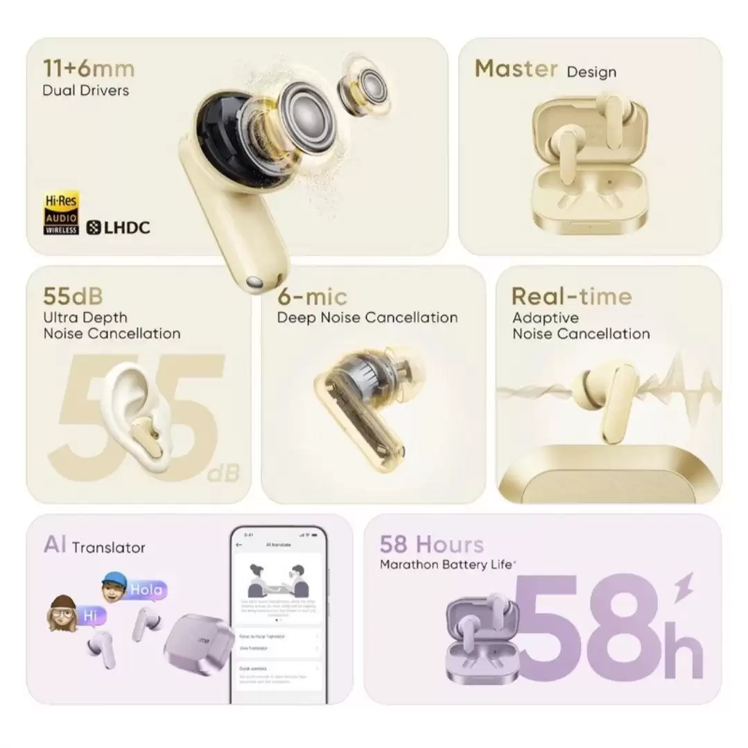 realme ���� Buds Air8 ����ͼ�ع⣺55dB ��Ƚ��� + ˫��Ȧ��Ԫ