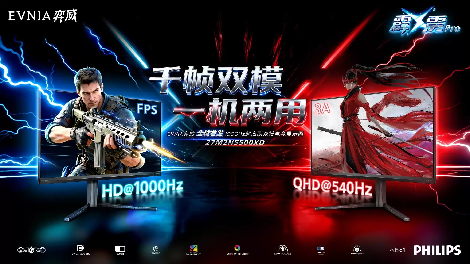 ��ǧ֡��Ӳʵ����EVNIA����1000Hz����ˢ˫ģ�羺��ʾ��27M2N5500XD��ʽ����