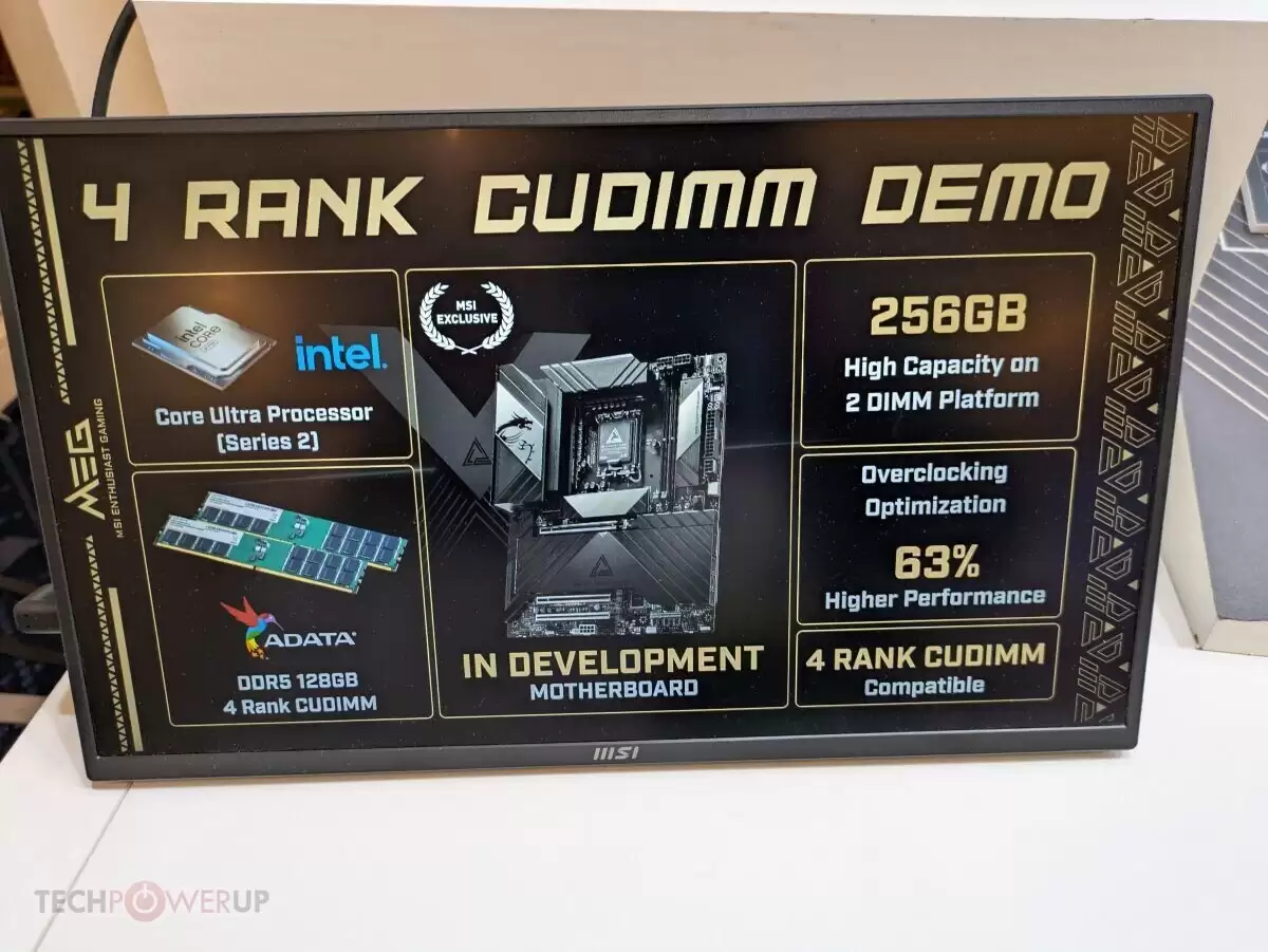 ΢��չʾ 256GB ˫�� CUDIMM ���壺֧�ֵ��� 128GB���ڴ泬Ƶ�������� 63%