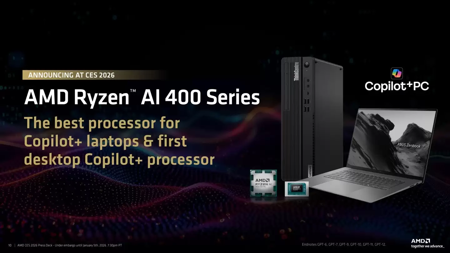 AMD��������AI 400ϵ�д���������������Copilot+֧��