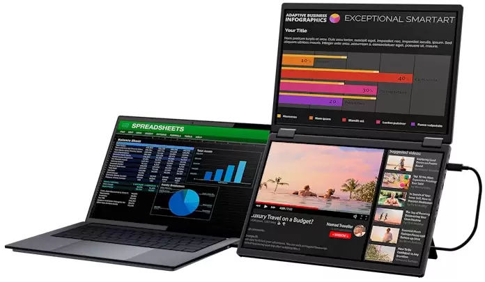 ��˶�Ƴ�˫����Я��ʾ����Ʒ ZenScreen Duo MB14FCD