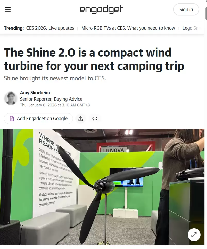 �ܴ����ߵġ���糡������Яʽ�������ֻ� Shine 2.0 ���� CES 2026