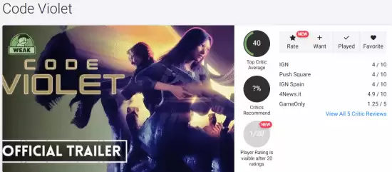 Code Violet���ۼ�������¬��ý�����40��ʹ��