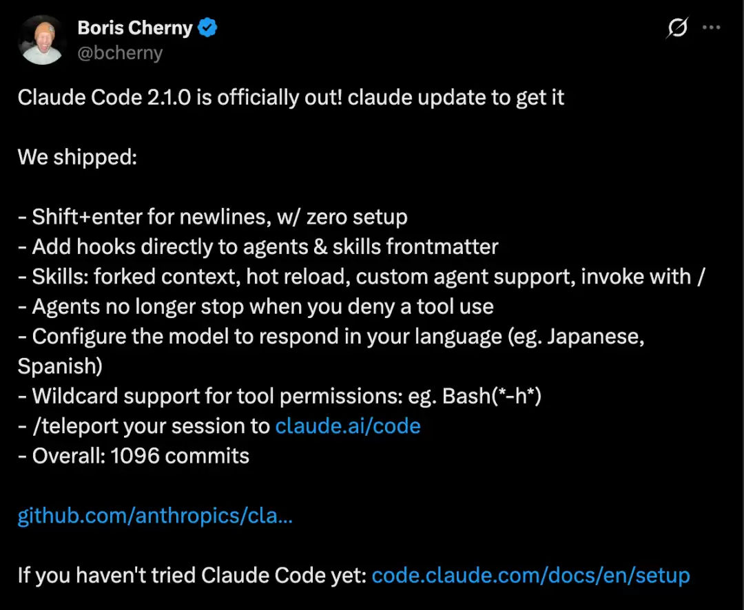 Claude Code ʷ�������� 2.1 ������һ���� 1096 ���ύ
