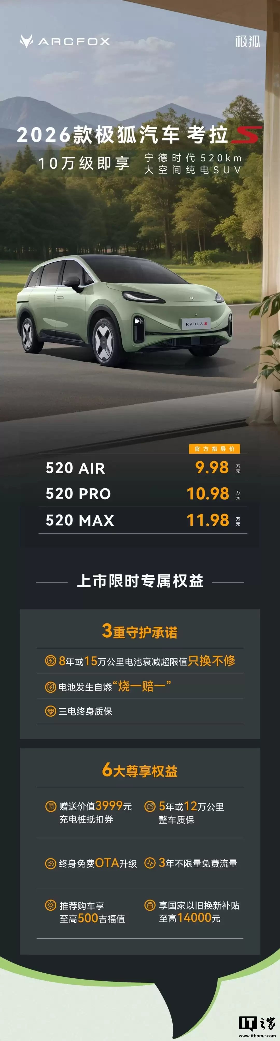 2026 ������� S ���� SUV ���У��綯�໬�š�520km ����ʱ����أ�9.98 ��Ԫ��