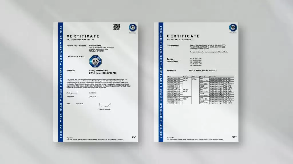 SK ����ʿ���� LPDDR5X �ڴ�ͨ�� ISO 26262 ASIL-D ������ȫ�Եȼ���֤