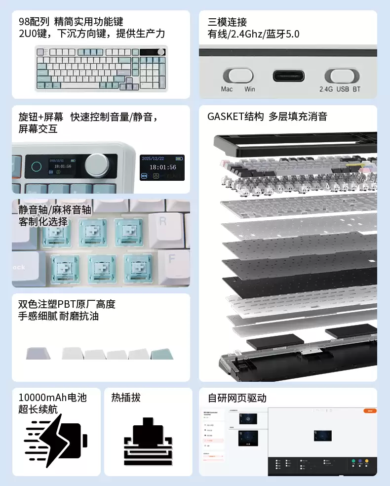 EPOMAKER �Ƴ� TH99 PRO ��ģ��е���̣���ť + ��Ļ��10000mAh ���