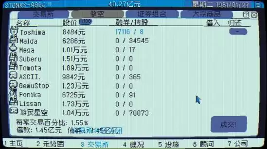 东京股神STONKS-9800做空赚钱攻略 做空什么意思 东京股神STONKS-9800做空赚钱攻略 做空什么意思