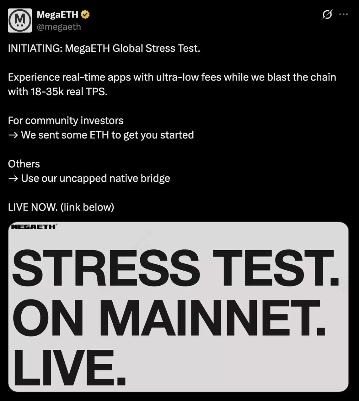 MegaETH �������� 2 �� 9 ������: ѹ�������������� 3.5 �� TPS