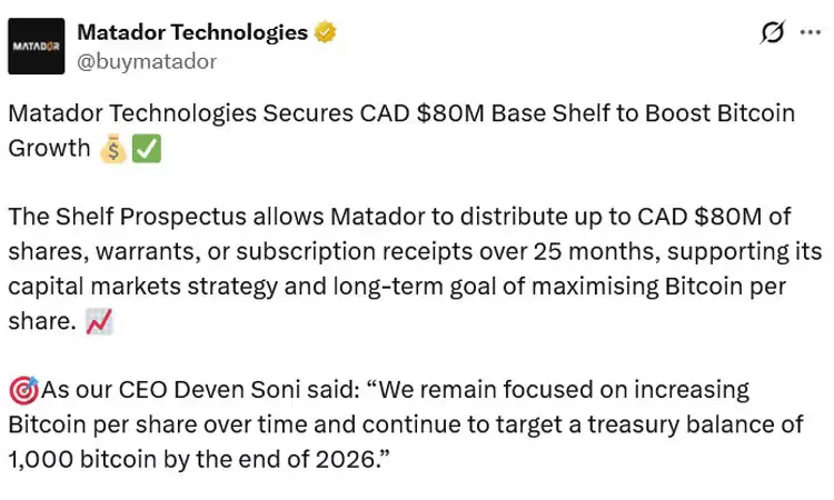 ���رң�BTC������Matador��5800����Ԫ�ɷݳ��ۻ���,������ֲ�