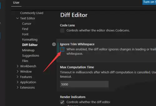 Visual Studio Code忽略修剪空白怎么实现 Visual Studio Code忽略修剪空白怎么实现