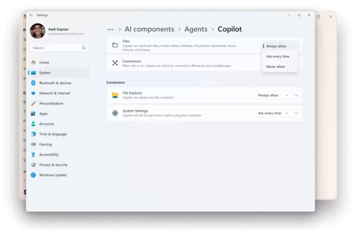 Win11 AI����������û��ļ�ǰ������������:��Ȩ�����÷���