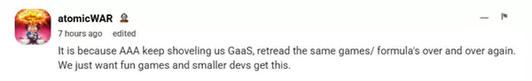 3A大作不香了!近6成PC游戏收入来自小厂 玩家:大厂炒冷饭、GaaS劝退 3A大作不香了!近6成PC游戏收入来自小厂 玩家:大厂炒冷饭、GaaS劝退