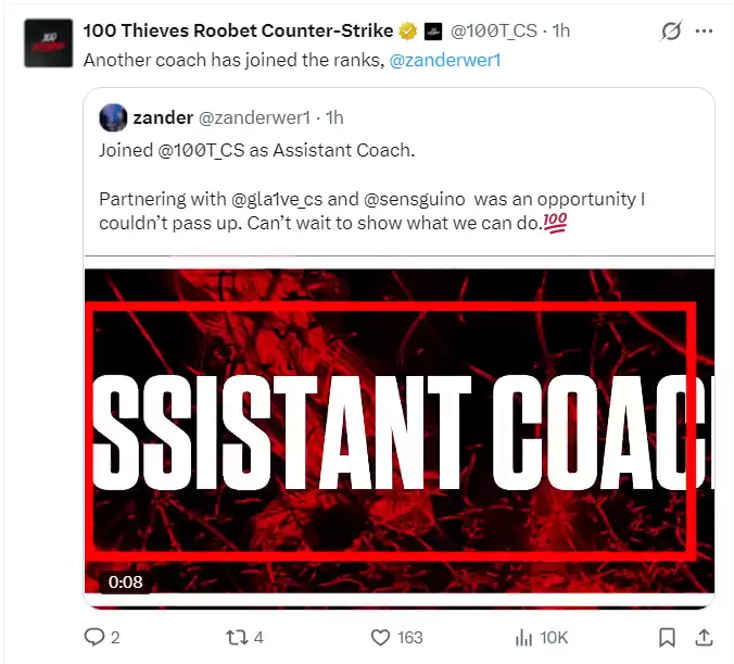 gla1ve����ǿԮ��100 Thieves����ǰFUT����zander���ˣ���ָ�����۹���