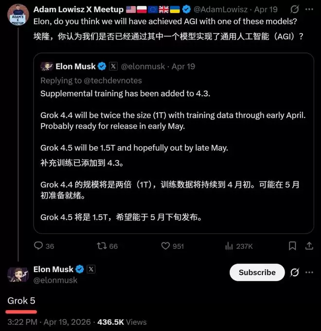 ��˹�˱��߹�����Grok 5����AGI�����������������ڹ��ޣ�OpenAI����