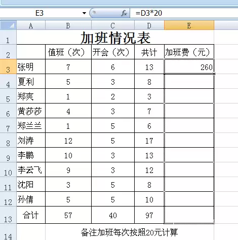 excel������μ���˷�-����˷�����ϸ����