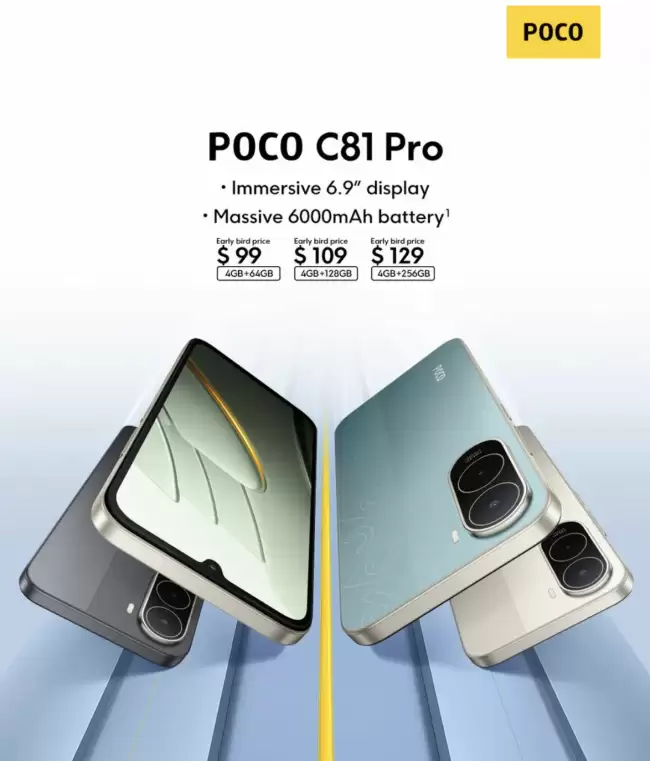 С�׺����Ƴ� Poco C81 Pro �ֻ����Ϲ�չ�� T7250 оƬ + 4GB RAM 64 ��Ԫ��