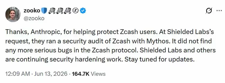 Zcash��ʼ�ˣ�Mythos AIδ���Zcash��������©��